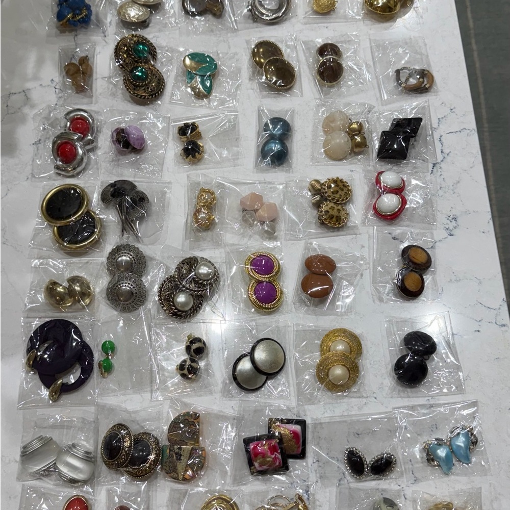 63 Pairs of Vintage / Retro Clip-On Earrings - Great For Reselling / Booth Sales